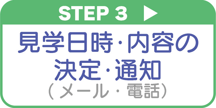 見学日時・内容の決定・通知